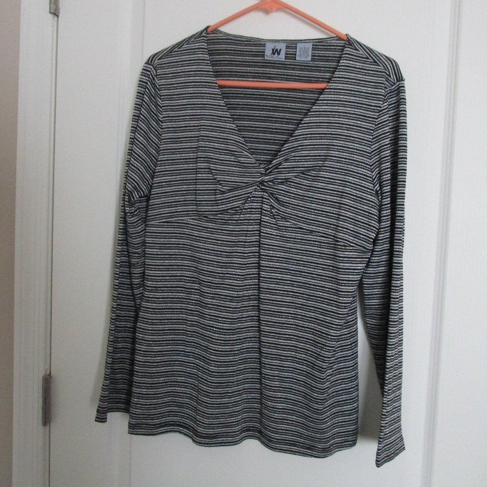 metallic striped surplus twist top